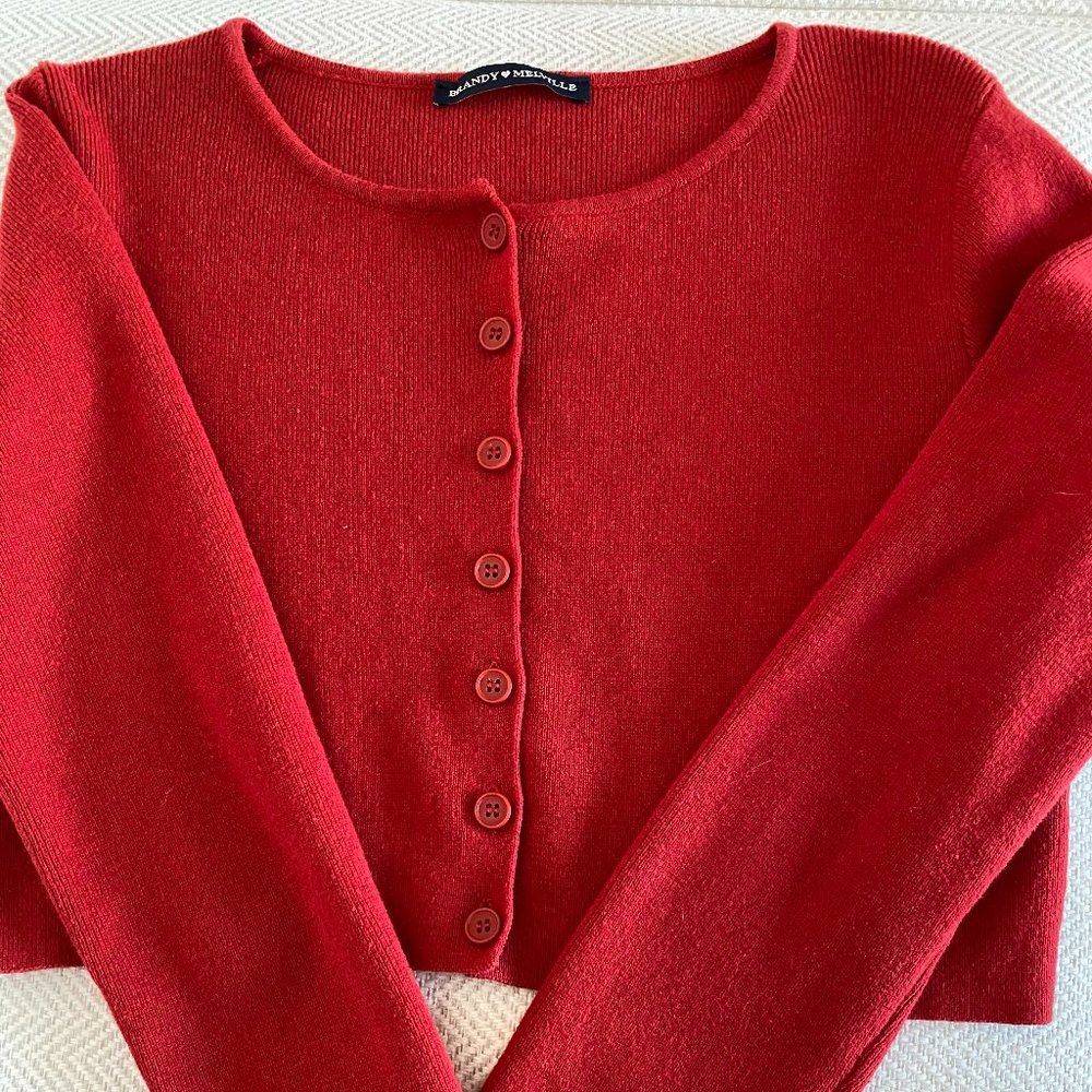 Brandy Melville Cropped Red Cardigan Sweater